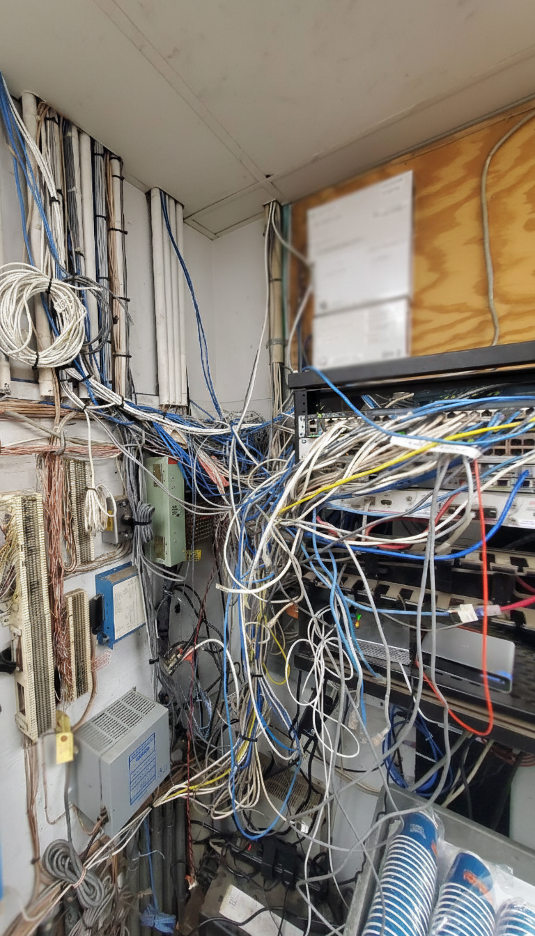 Before — cable chaos