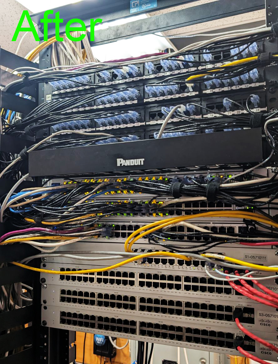 After — clean rack installation